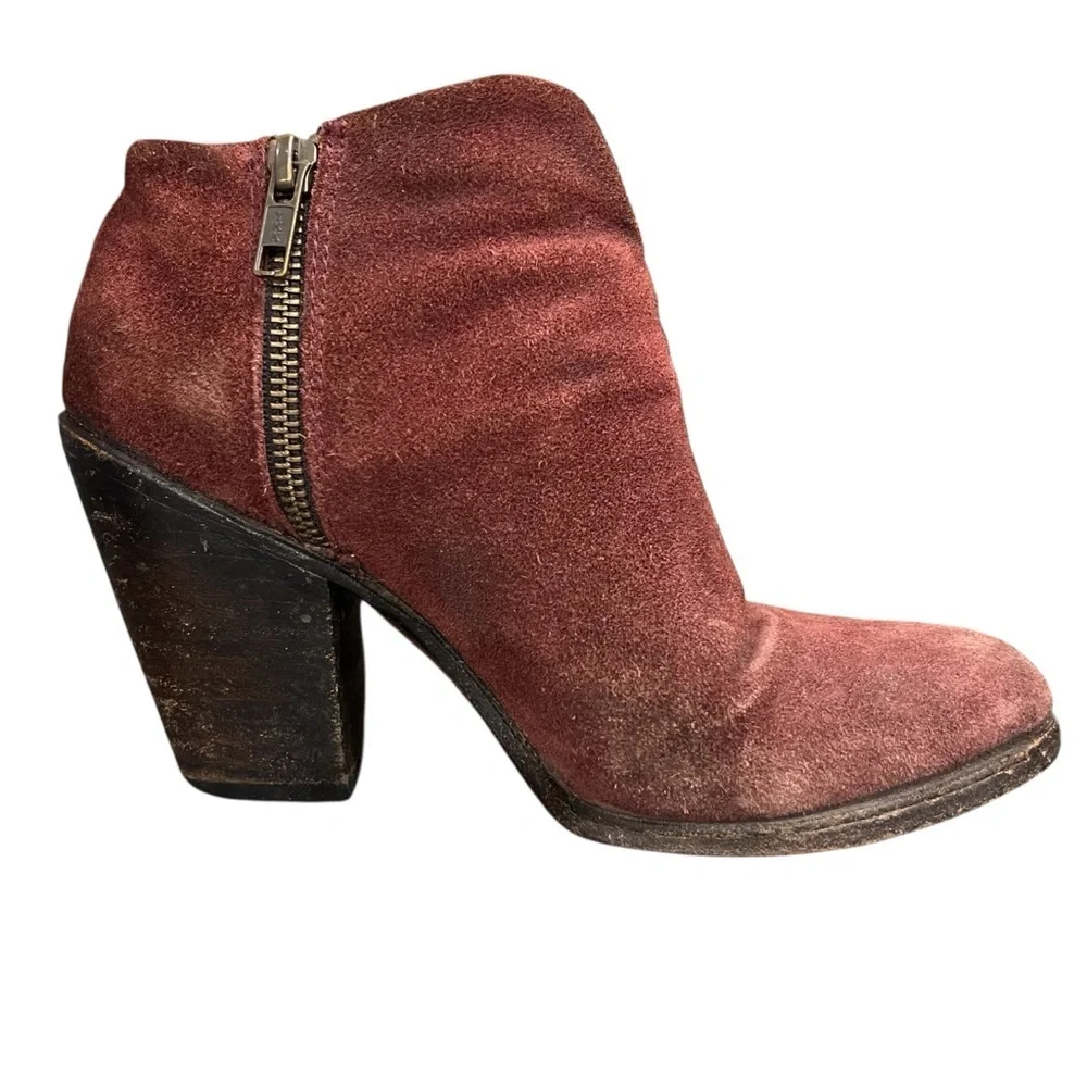 FREEBIRD Detroit Suede Leather Boots Booties Maroon Burgundy Brown Size 8 - Picture 6 of 14